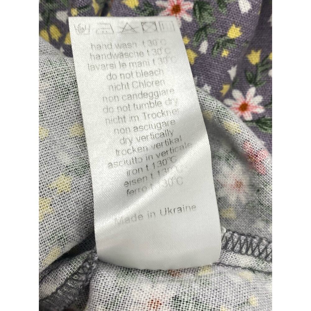 BGL Dress Women's 100% Linen Floral Gray Pockets - Picture 5 of 5